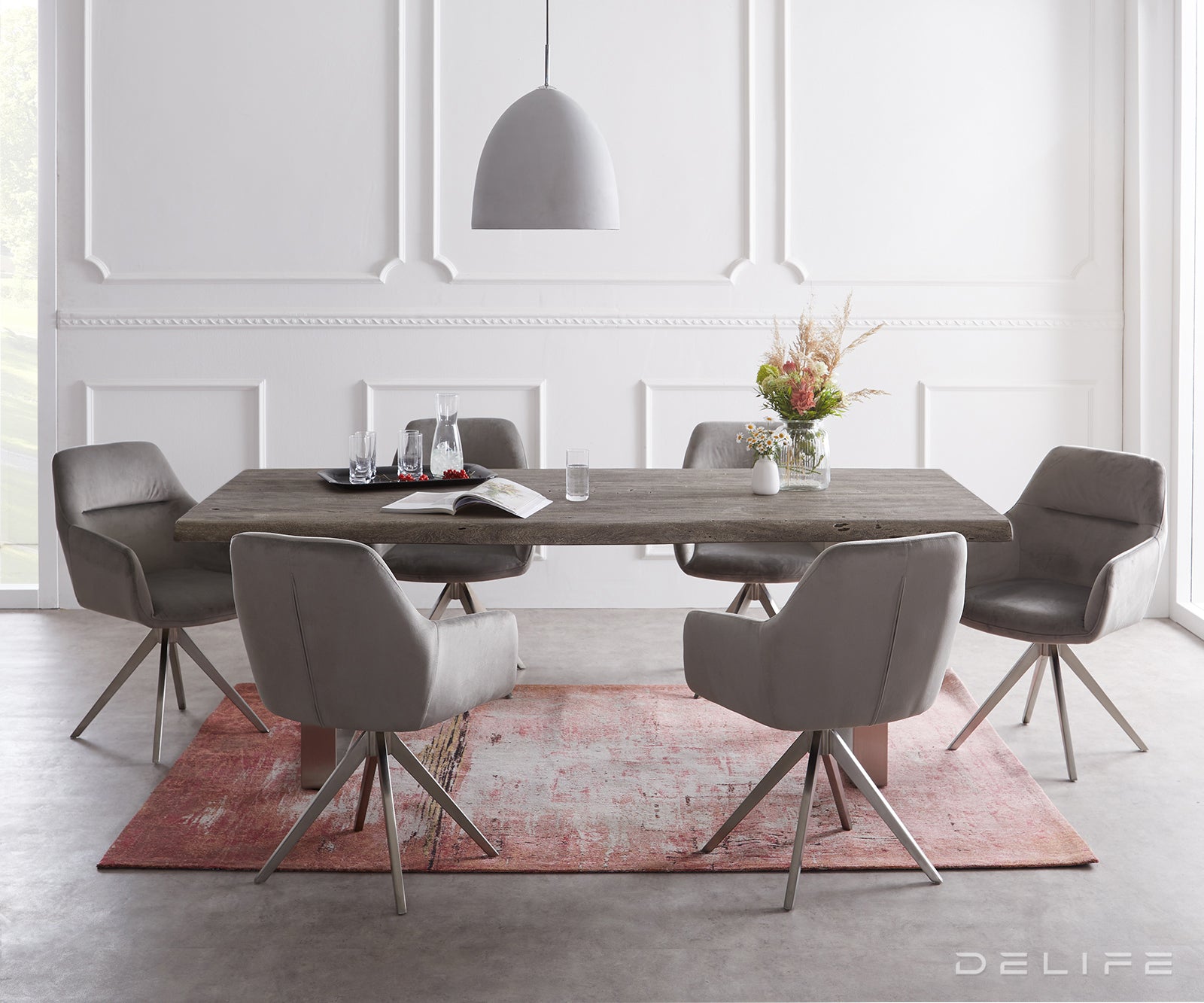 Jedilna miza z robom, Material: Akacija, Debelina deske: 5,5 cm