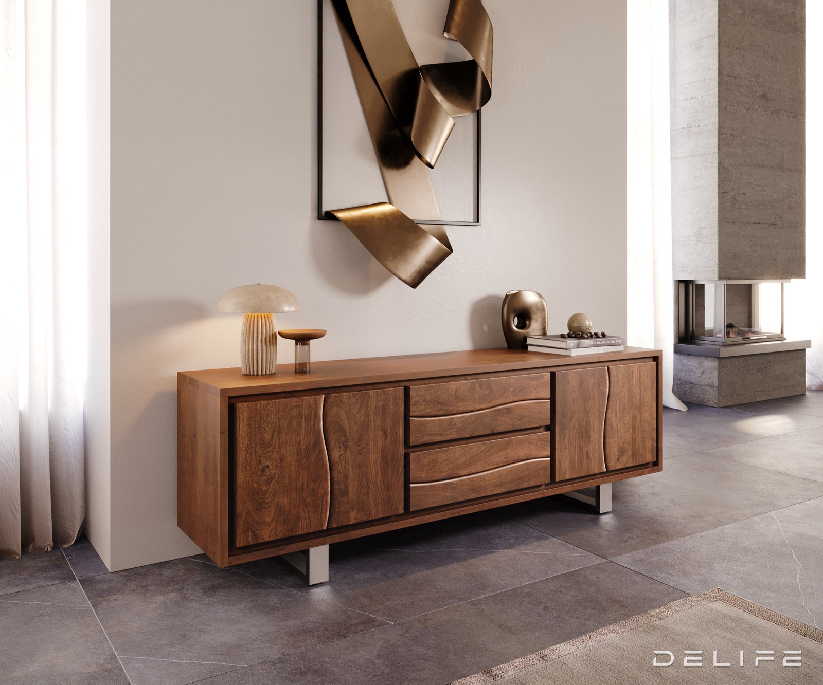 Komoda Live Edge, 200x45cm, Material: Akacija