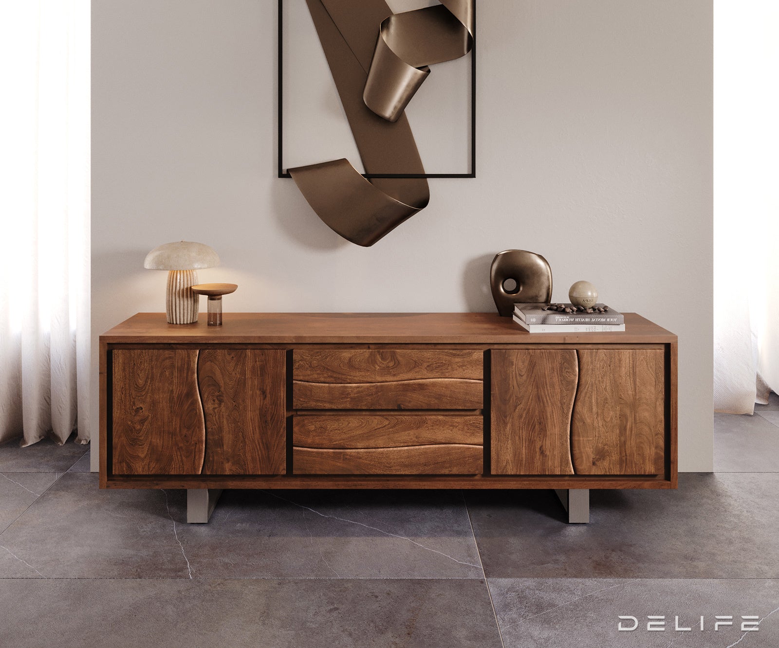 Komoda Live Edge, 200x45cm, Material: Akacija