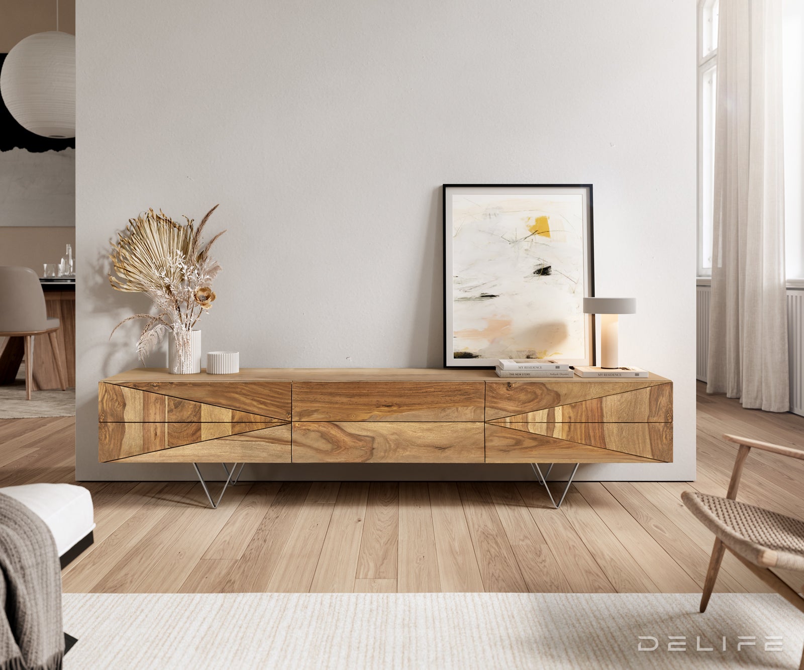 Dizajnerska komoda Wyatt 175x40cm, Material: Sheesham