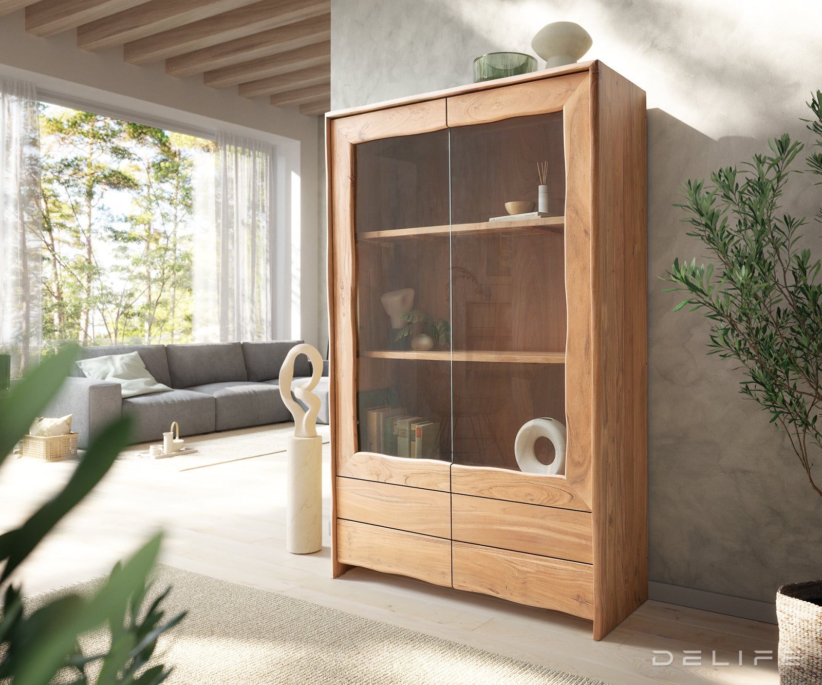 Vitrina Live-Edge 120x190cm, Material: Akacija