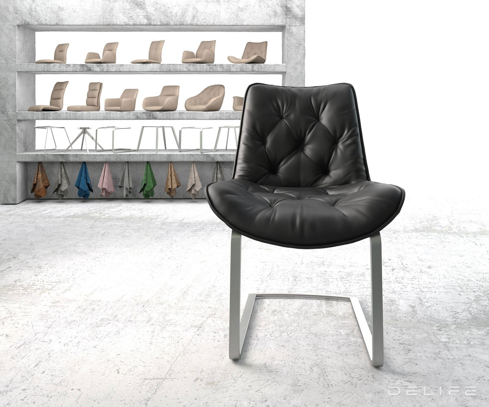 Jedilni stol Taimi, material: usnje