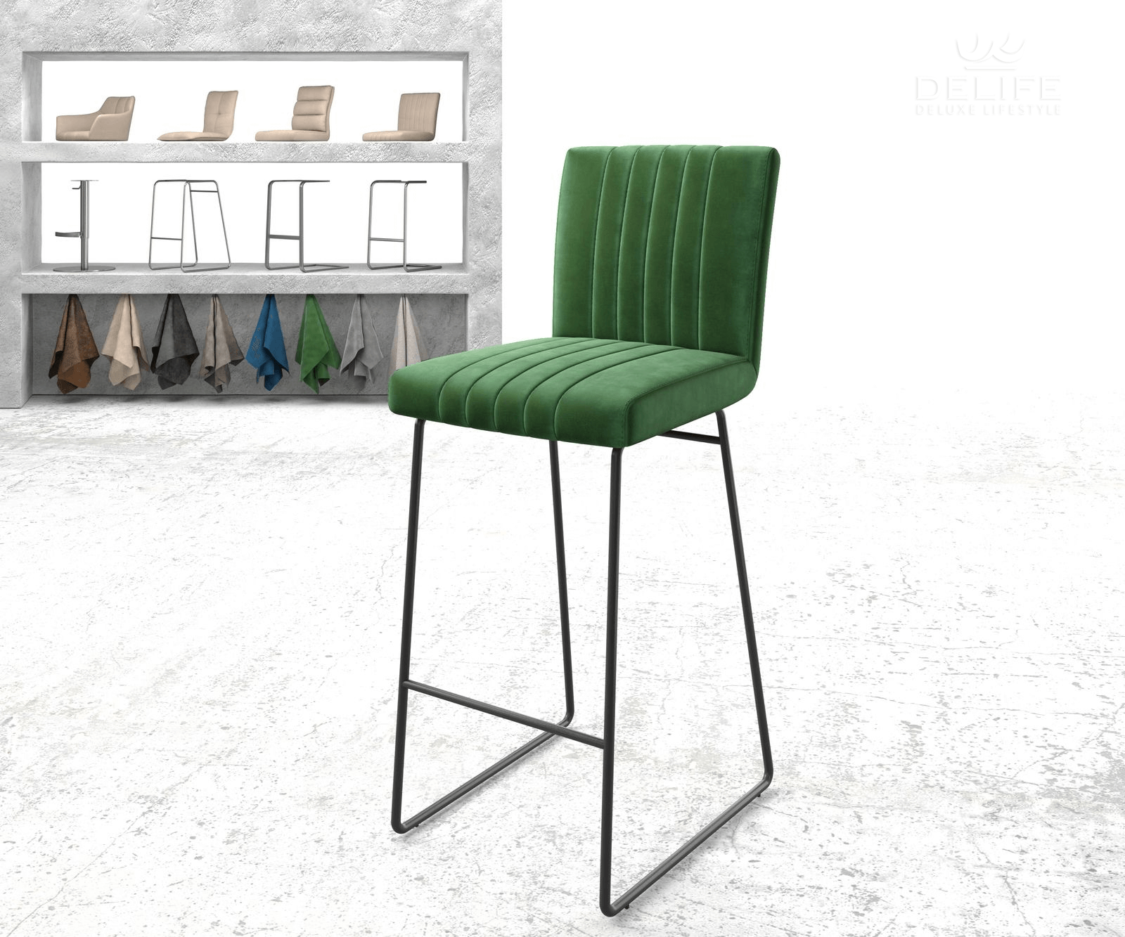 Barski stol Luigi, Material: Žamet