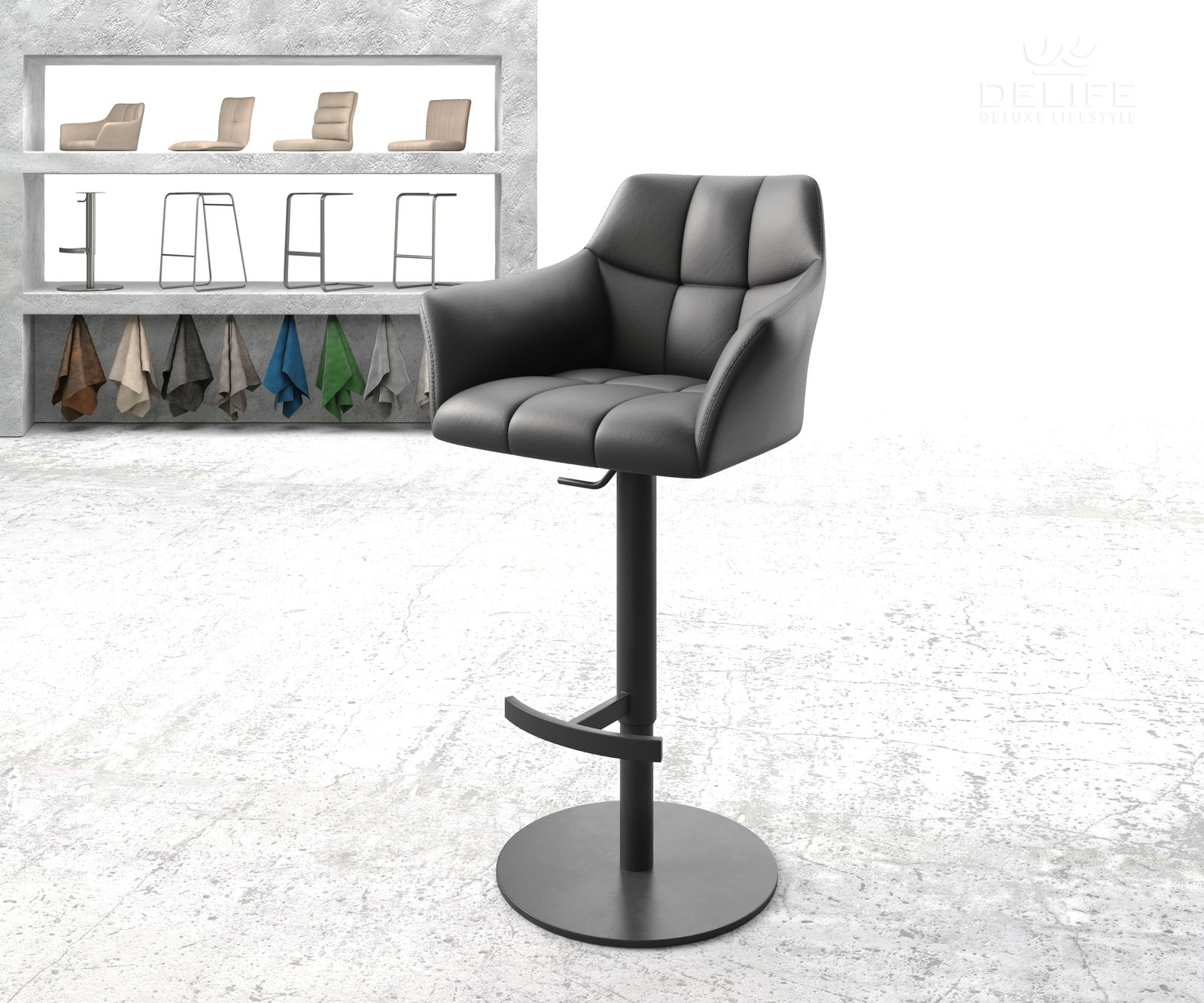 Barski stol Yulo, Material: Usnje