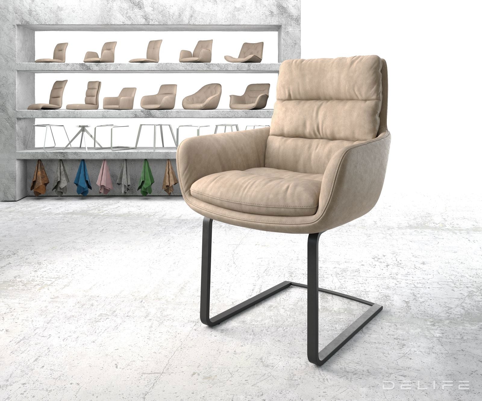 Jedilni stol Abelia z nasloni za roke, Material: Mikrofibra