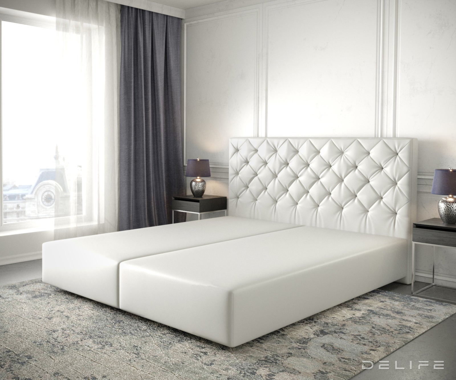 Vzmetni okvir Dream-Great, šivi Chesterfield - umetno usnje