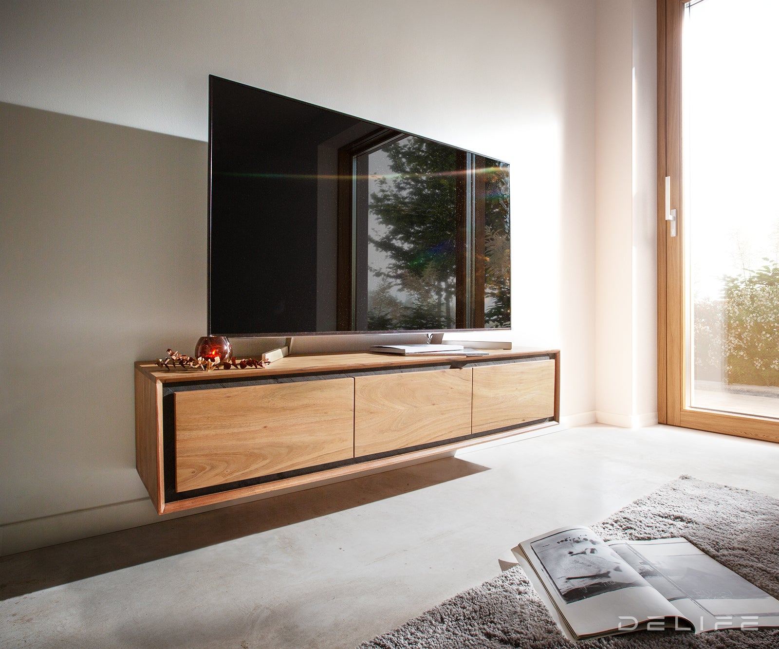 Predalnik Stonegrace 145 cm, Material: Akacija