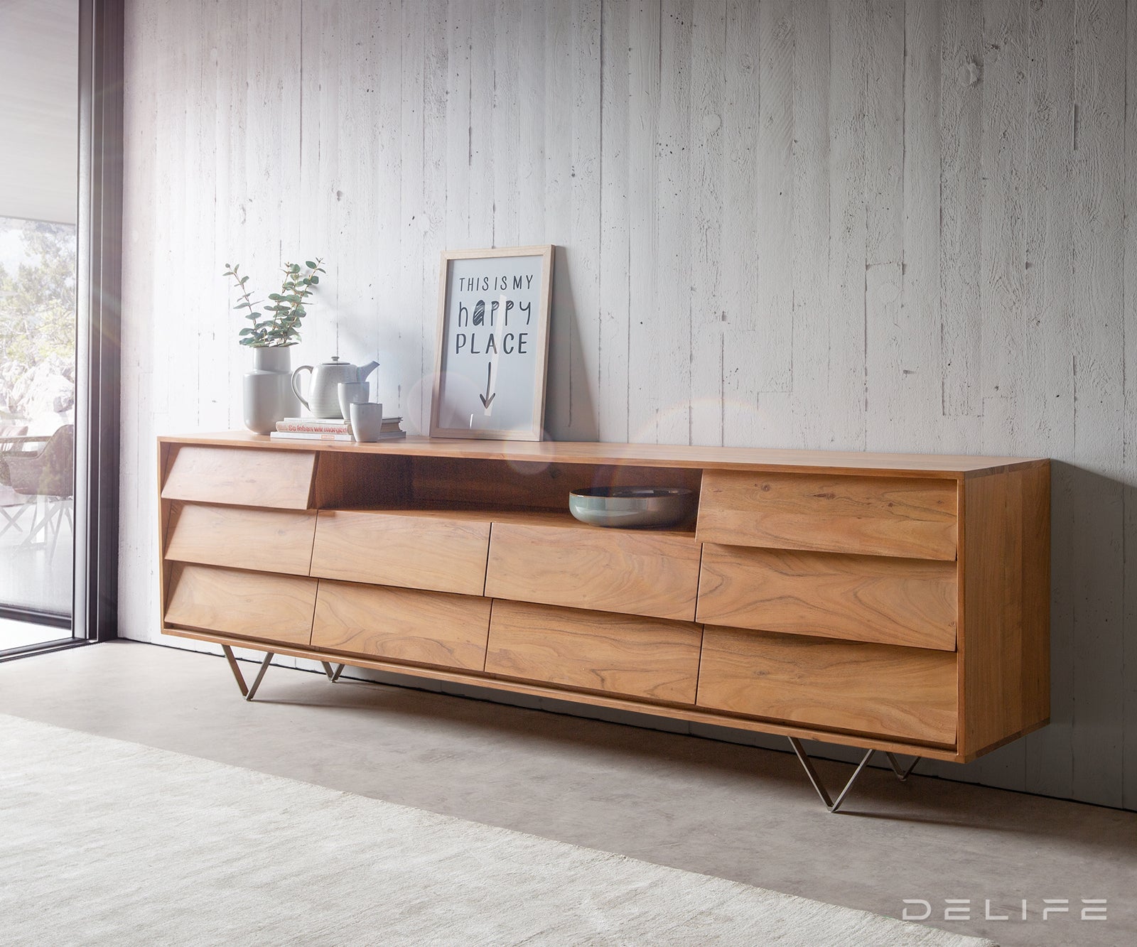 Predalnik Eloi 240x40cm, Material: Akacija