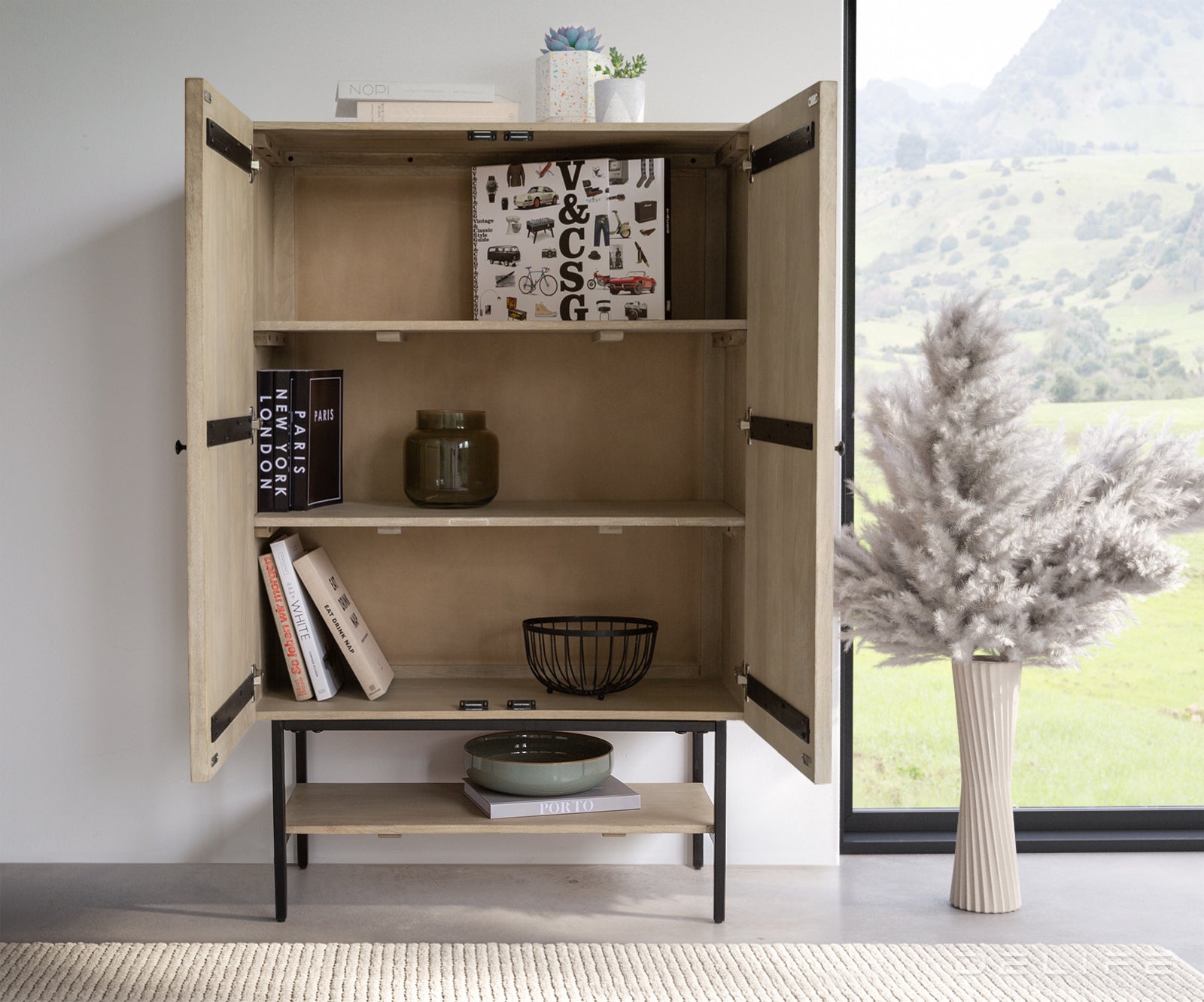 Visoka komoda Nestos 90x140cm, Material: Mango