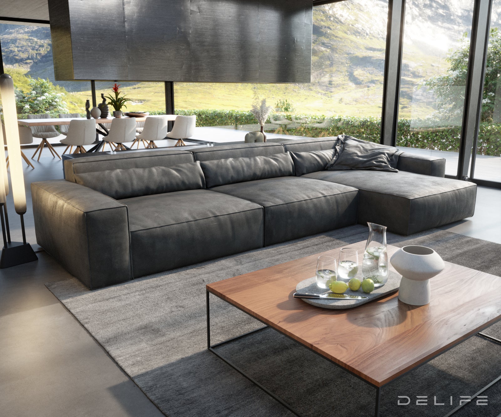 Kotna sedežna garnitura Sirpio XL 370x173cm, Material: Umetno usnje