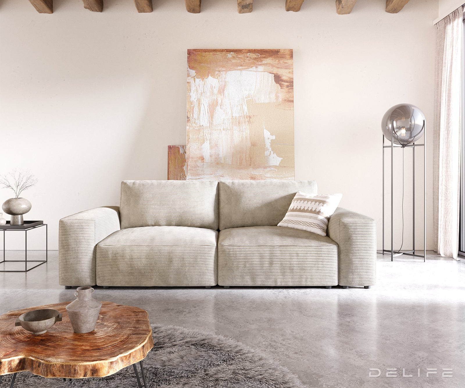 Kavč Lanzo XL 273x125cm, Material: Rebrasta tkanina