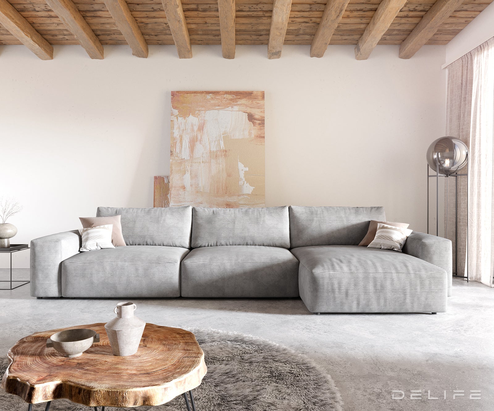 Kotna garnitura Lanzo XL 380x176cm, Material: Rebrasta tkanina