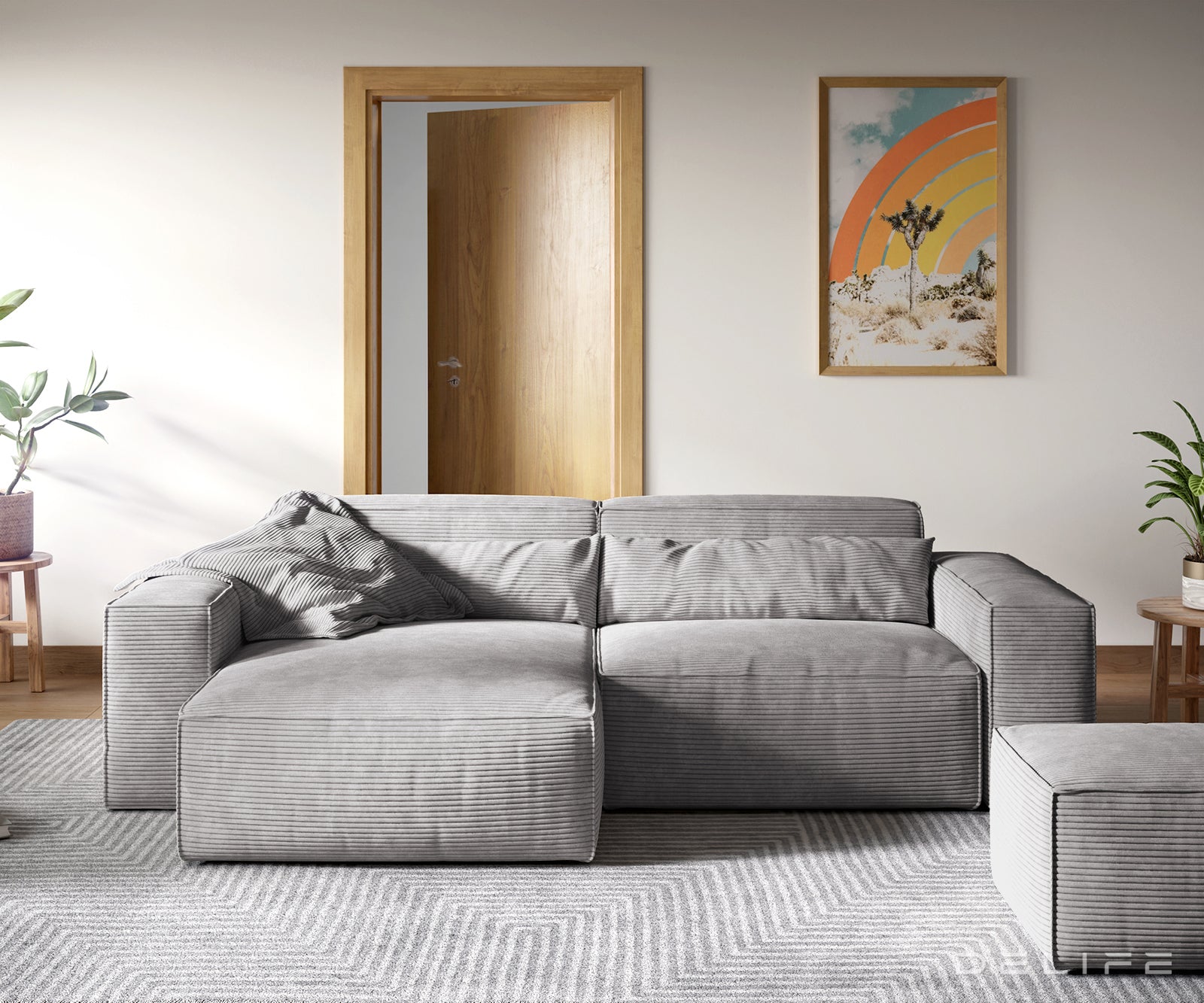 Kotna sedežna garnitura Sirpio XL 266x173cm, Material: Rebrasta tkanina