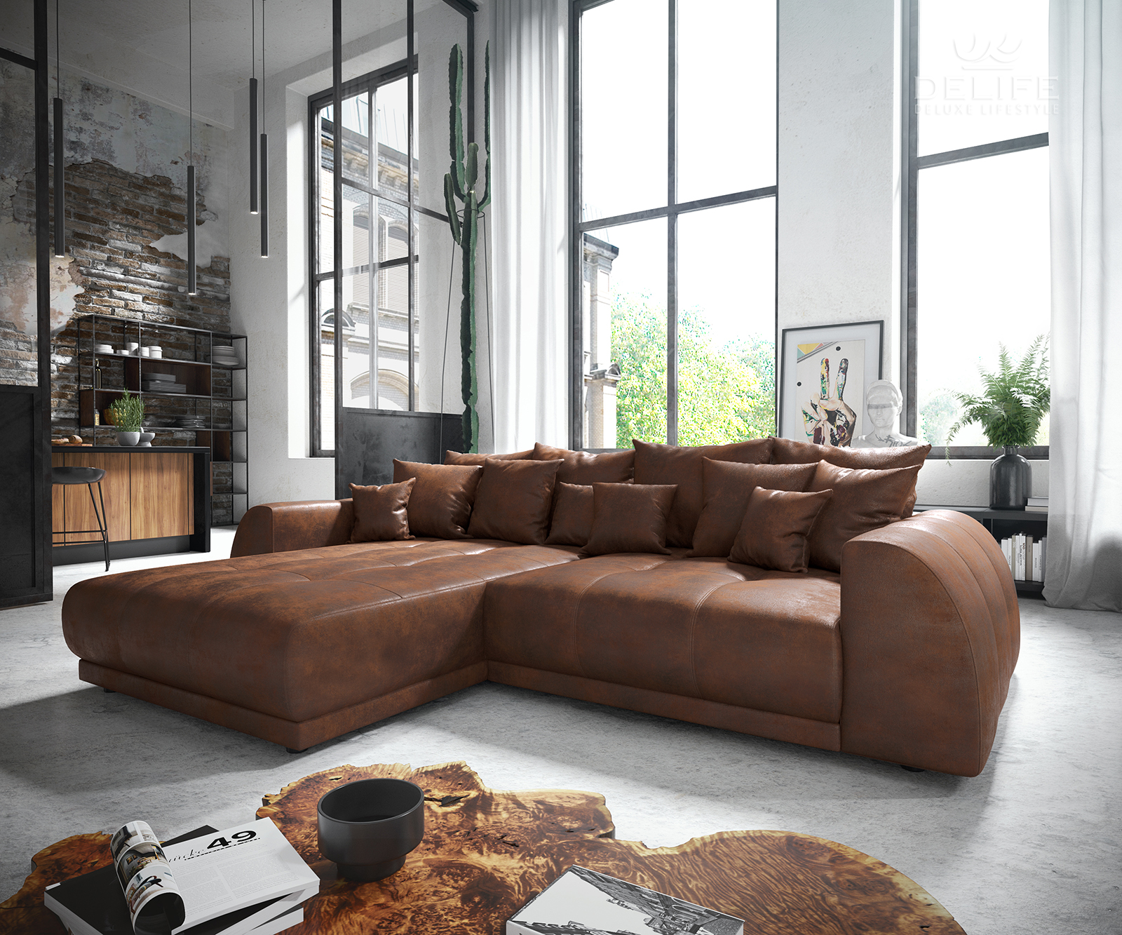 Kotna garnitura Violetta 310x220cm, Material: Umetno usnje