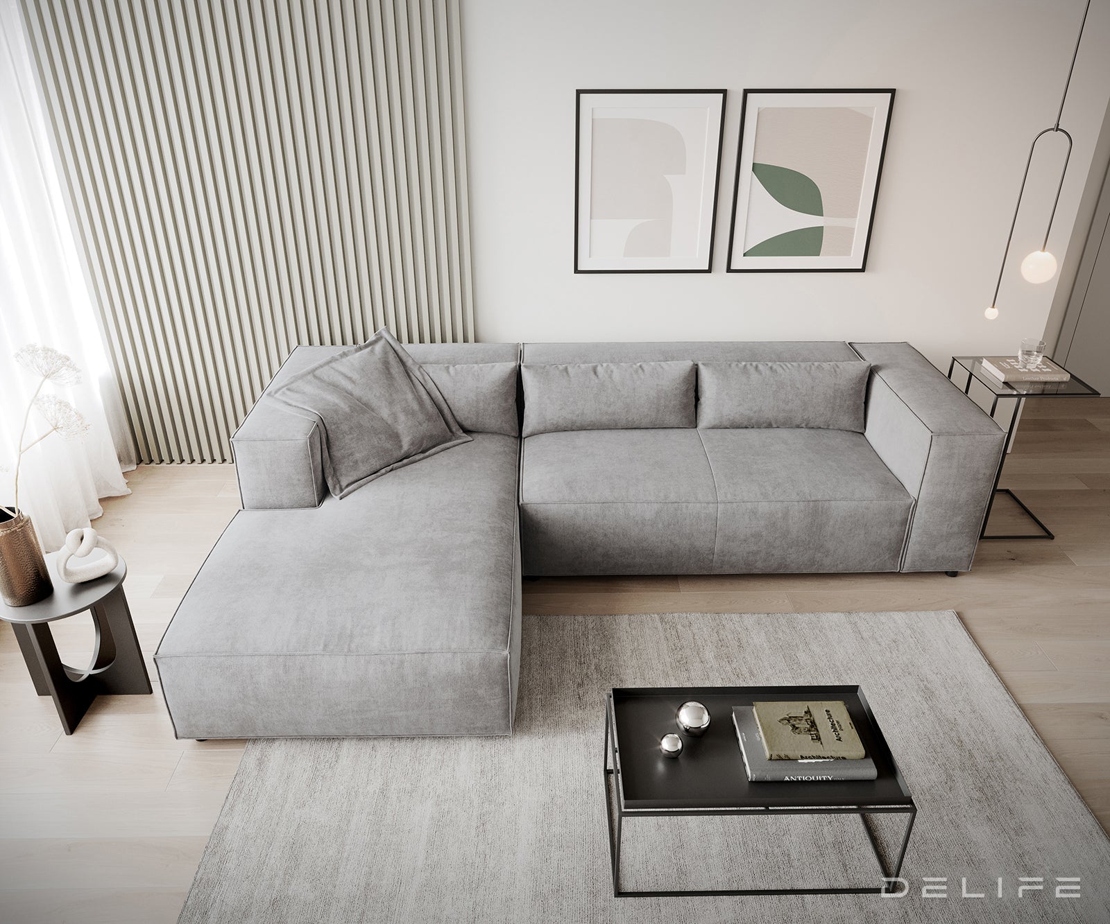 Kotna sedežna garnitura Brom 260x174cm, Material: Mikrofibra