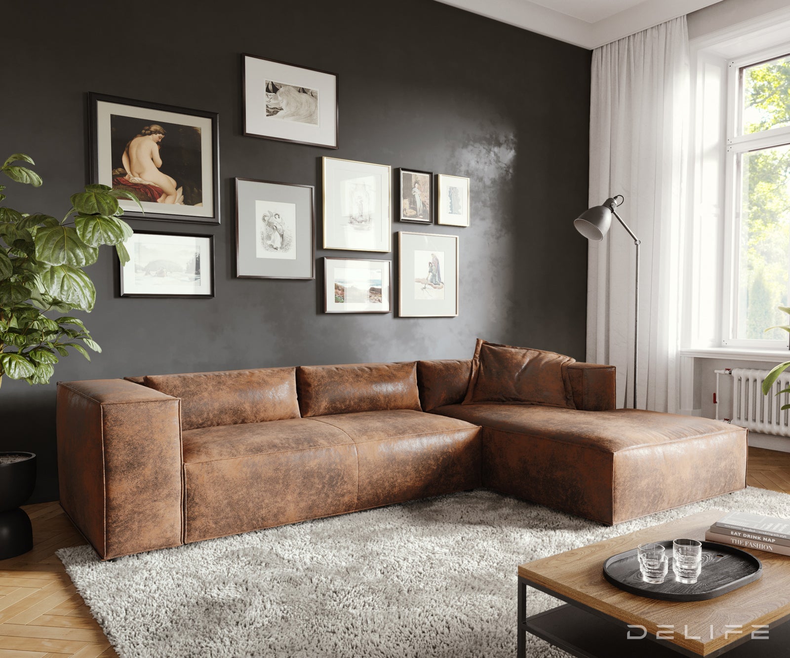 Kotna garnitura Brom 260x174cm, Material: Umetno usnje