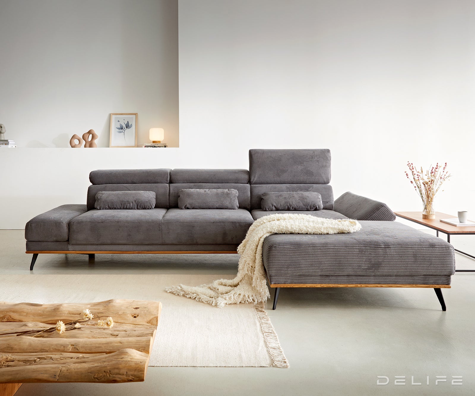 Kotna garnitura Evelio 320x201cm, Material: Rebrasta tkanina