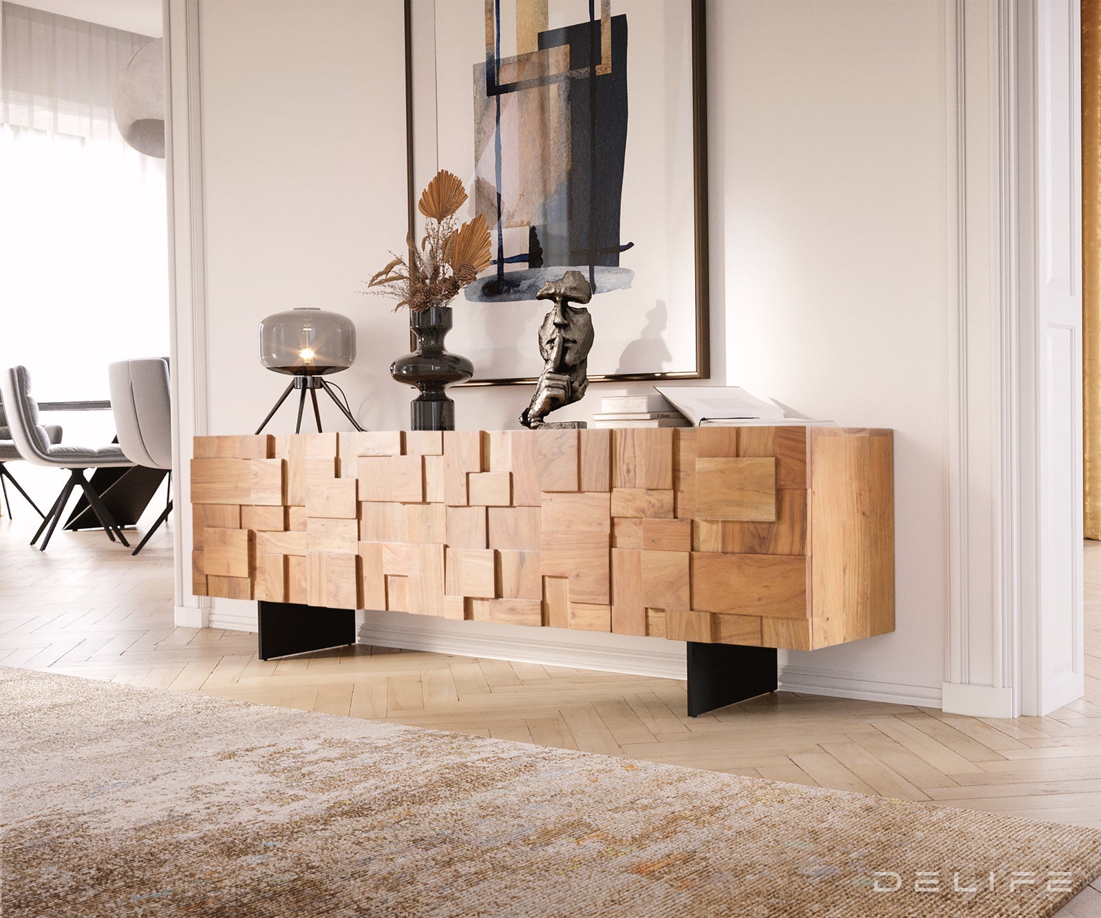 Sestavljanka TV omarica 175x35cm, Material: Akacija