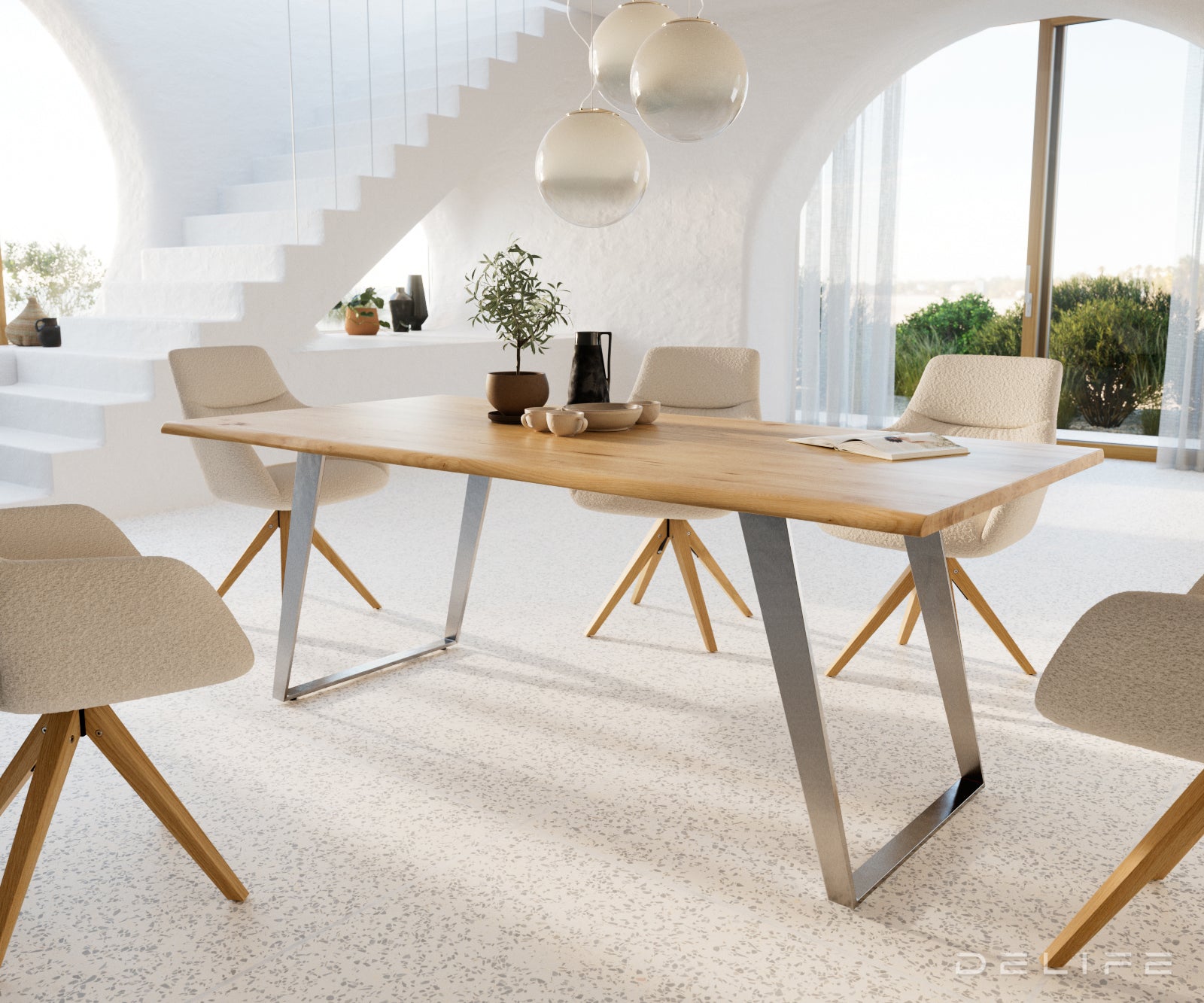 Jedilna miza Rob 200x100cm, Material: Hrast, Debelina mizne plošče: 3,2cm