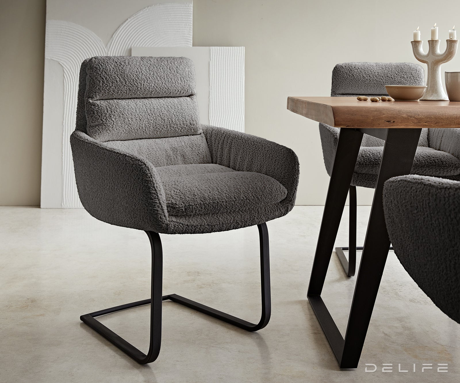 Jedilni stol Abelia z nasloni za roke, Material: Bukle