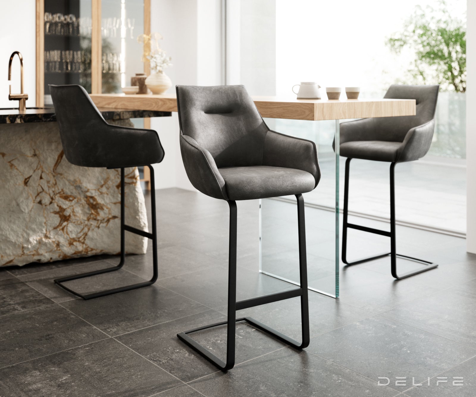 Barski stol Alja Flex, Material: Mikrofibra