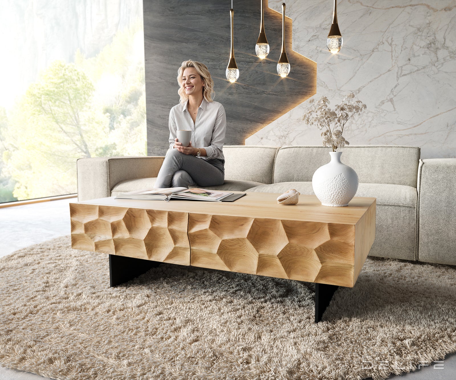 Klubska mizica Solu 120x70cm, Material: Hrast