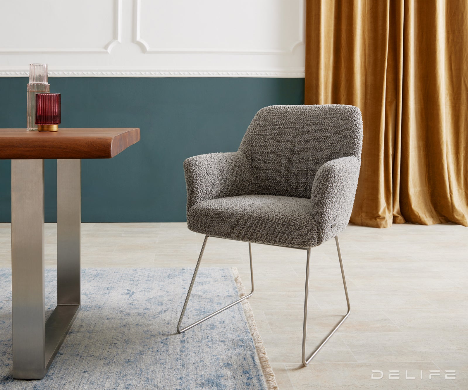 Jedilni stol z naslonjalom za roke Xana, Material: Bukle