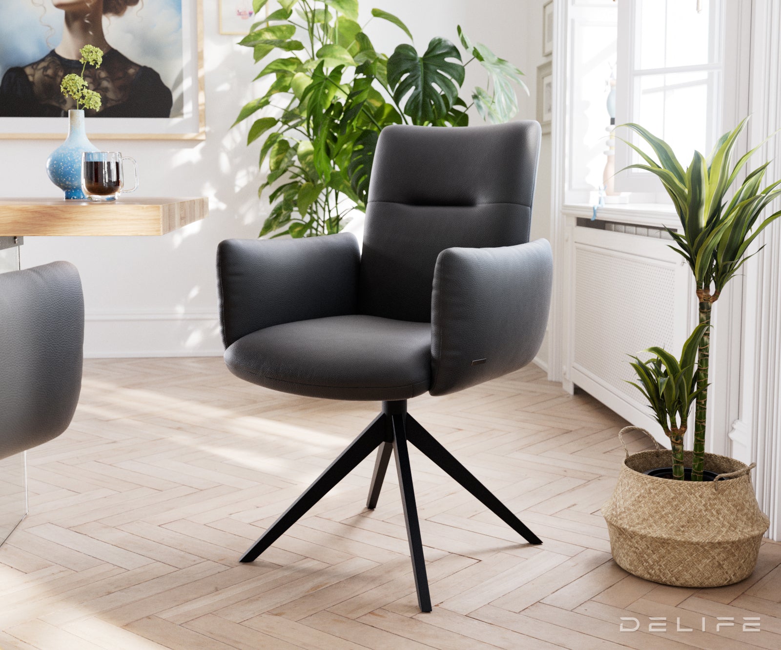 Jedilni stol Jova, Material: usnje