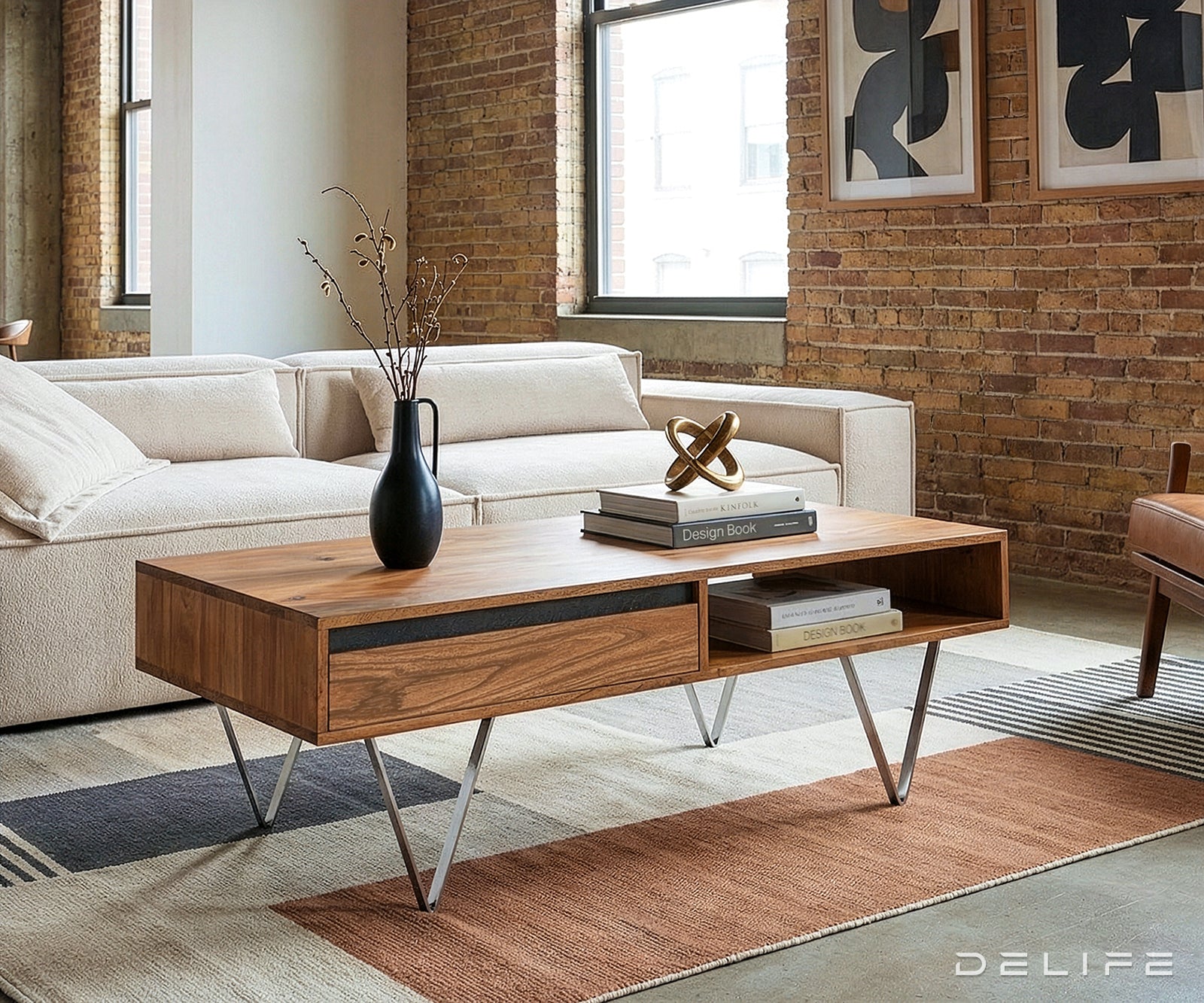 Klubska mizica Stonegrace 115x60 cm, Material: Akacija