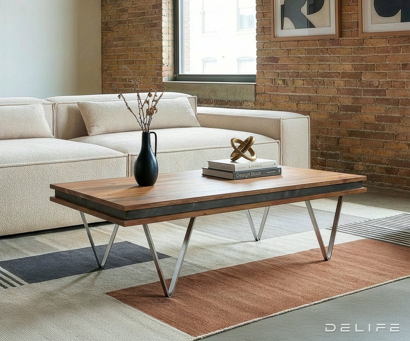 Klubska mizica Stonegrace 117x60 cm, Material: Akacija