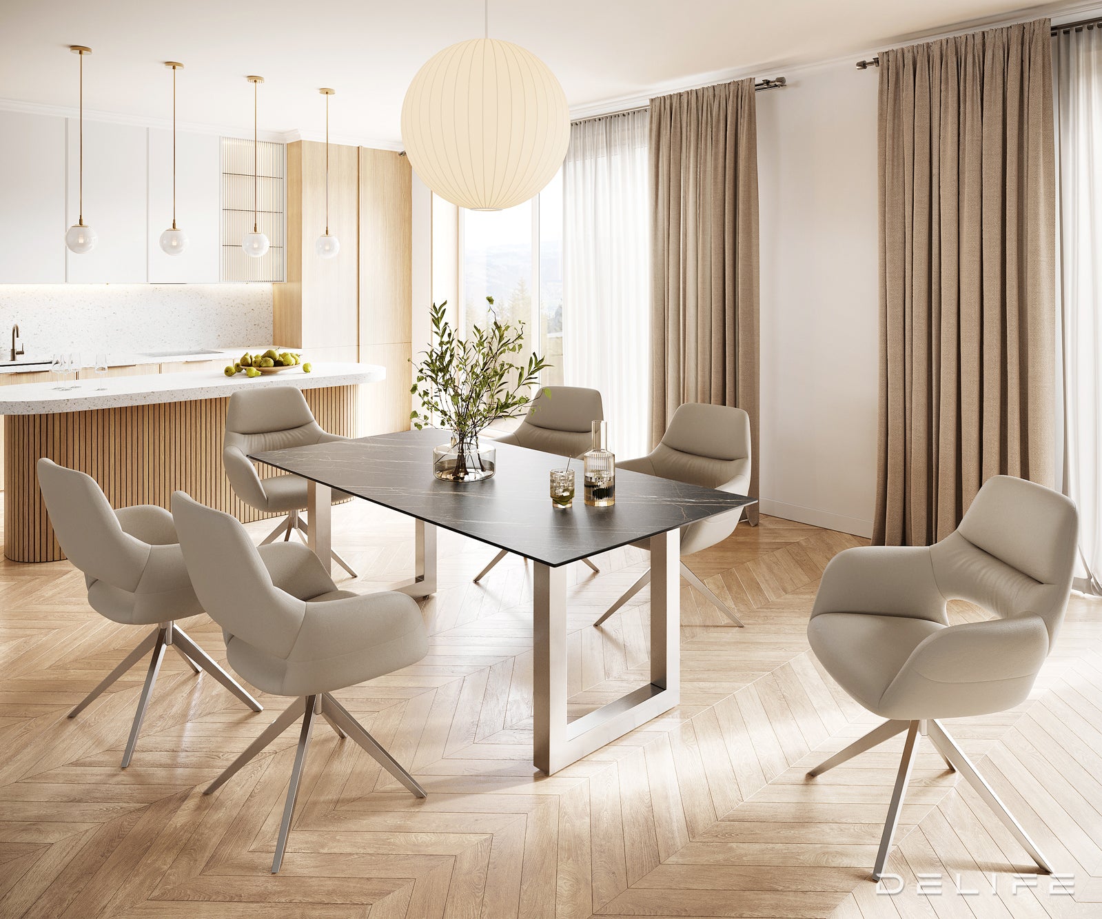 Jedilna miza Edge 200x100, Material: Keramika Laminam Noir Desir