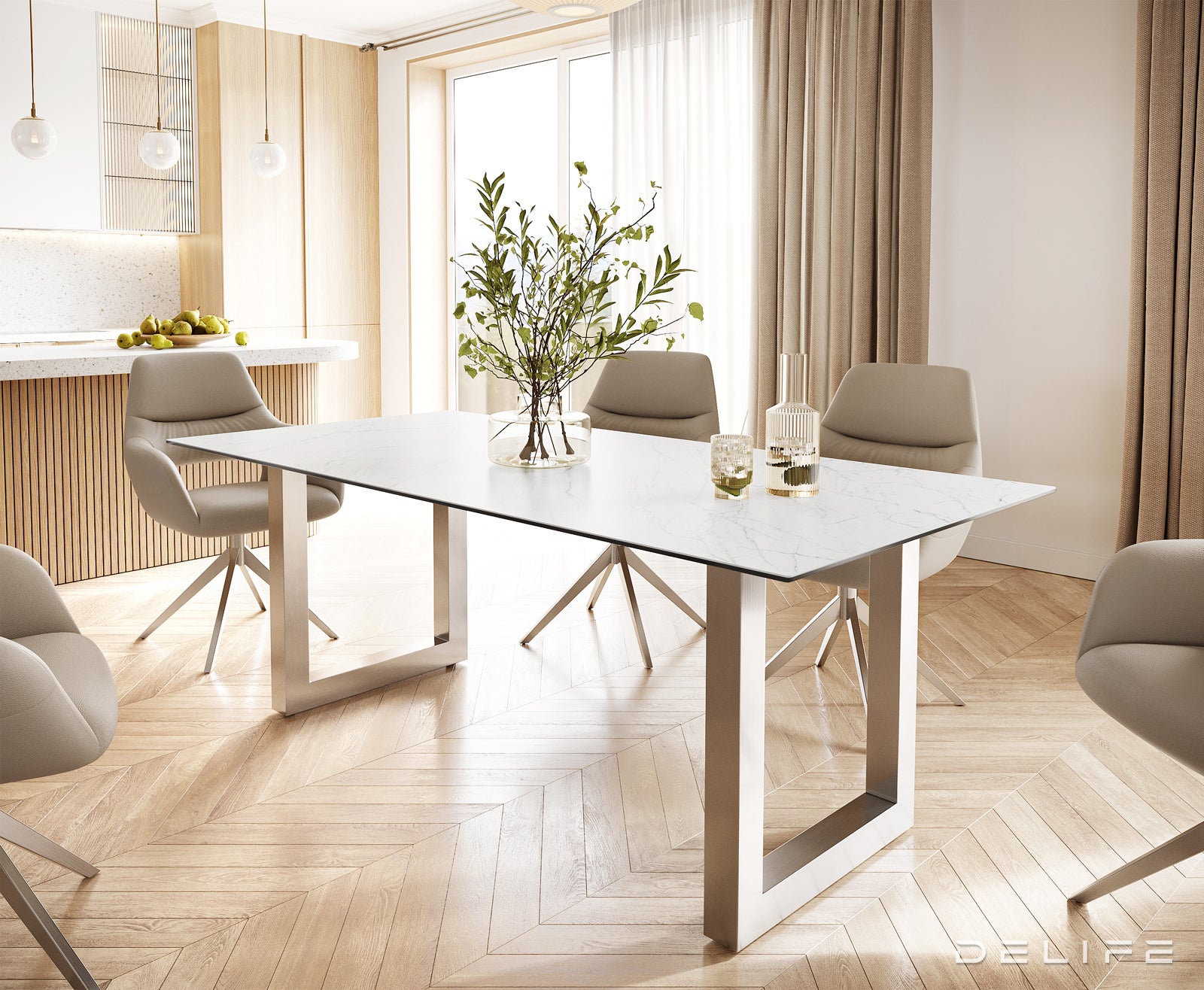 Jedilna miza Edge 200x100, Material: Keramika Laminam Statuarietto