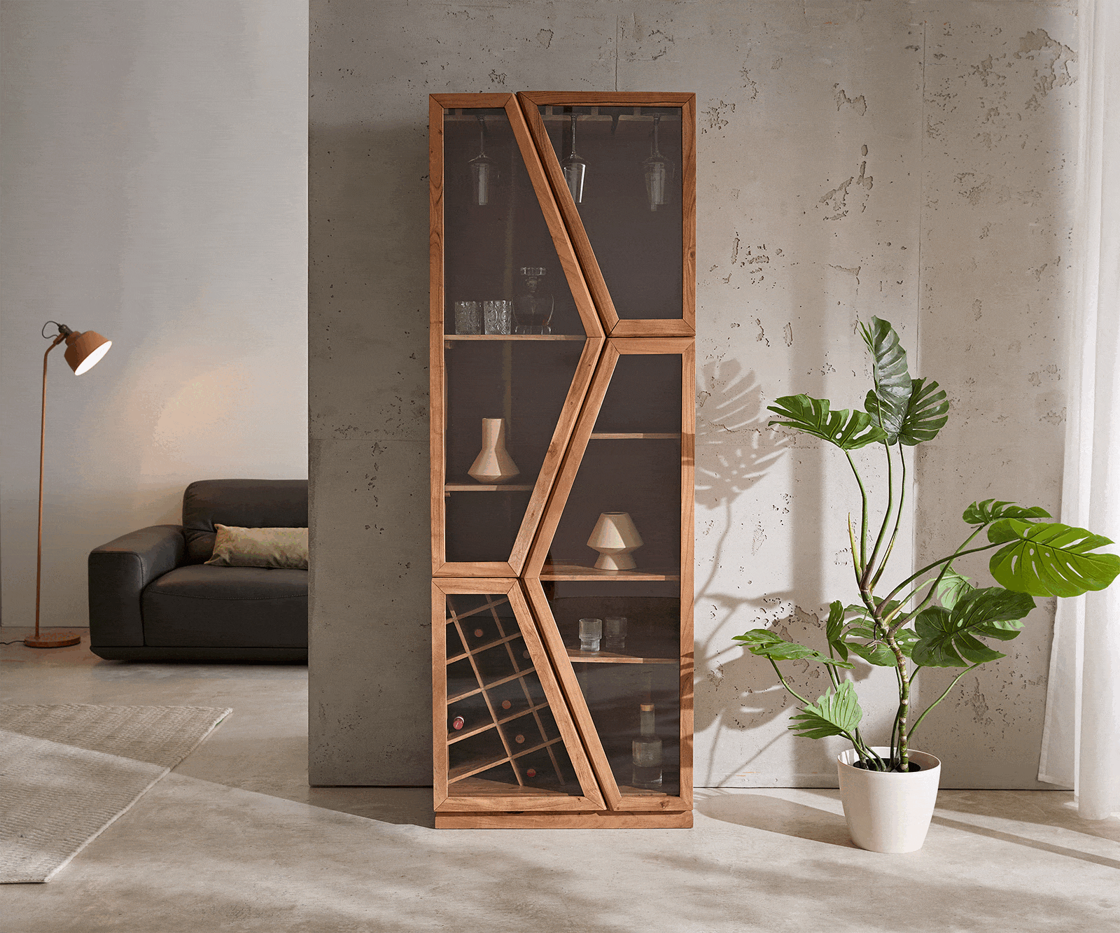 Vitrina Taza 75x213cm, Material: akacija
