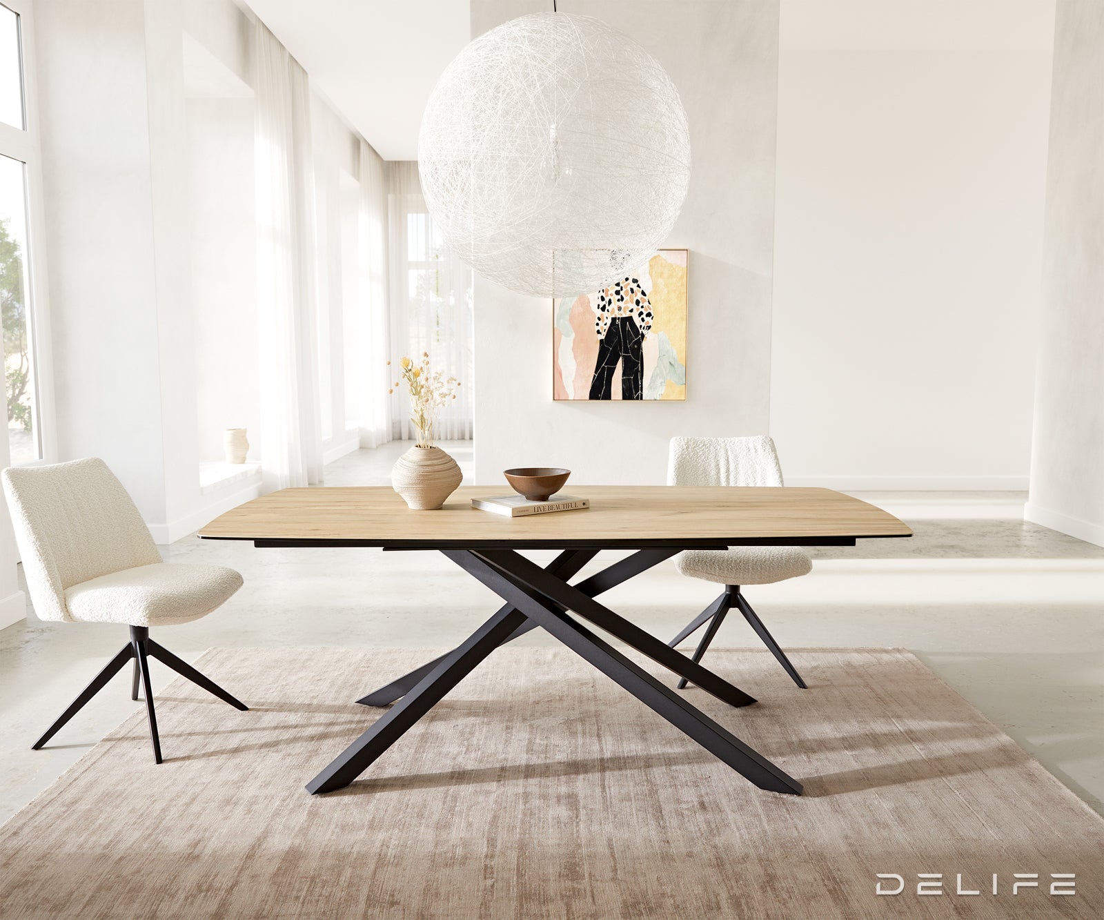 Jedilna miza z robom 200x100cm, Material: Laminam Sabbia Ceramics