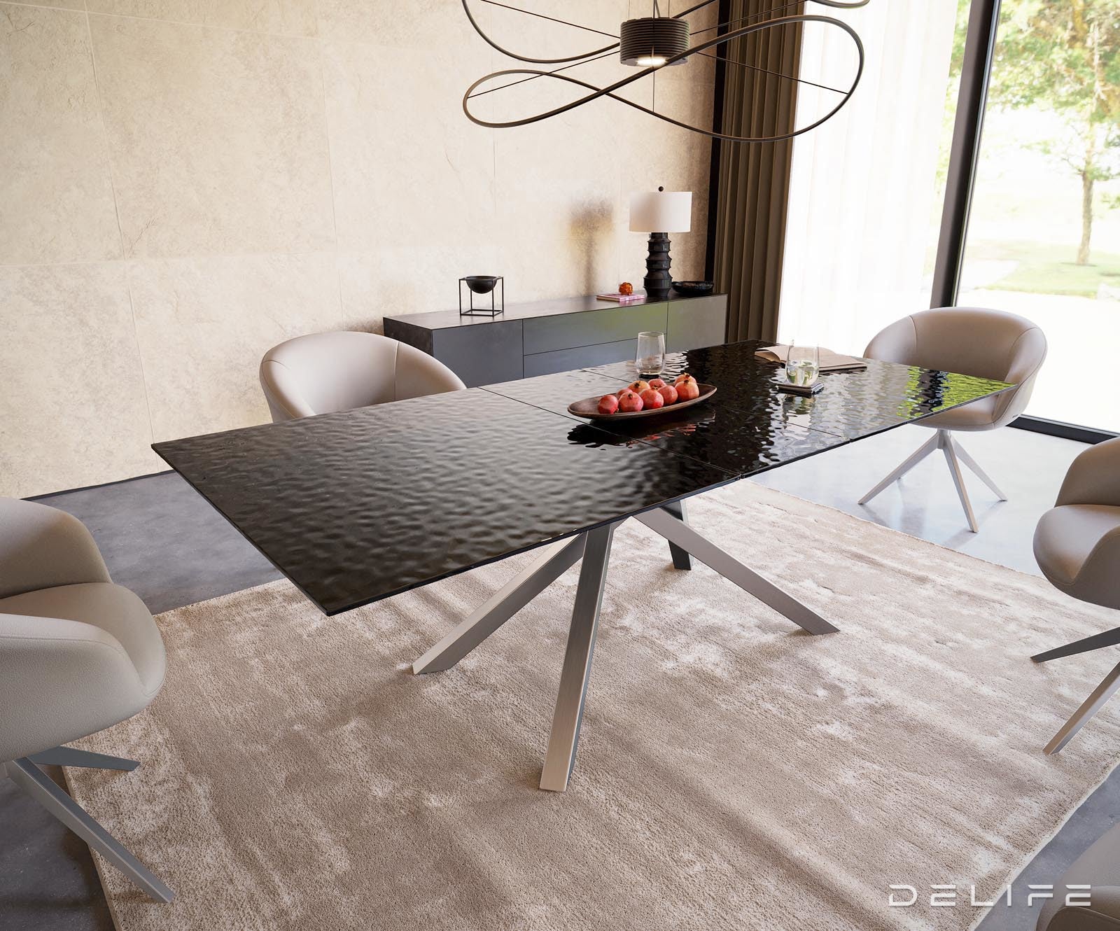 Jedilna miza Edge 180/220x100cm, Material: Steklo