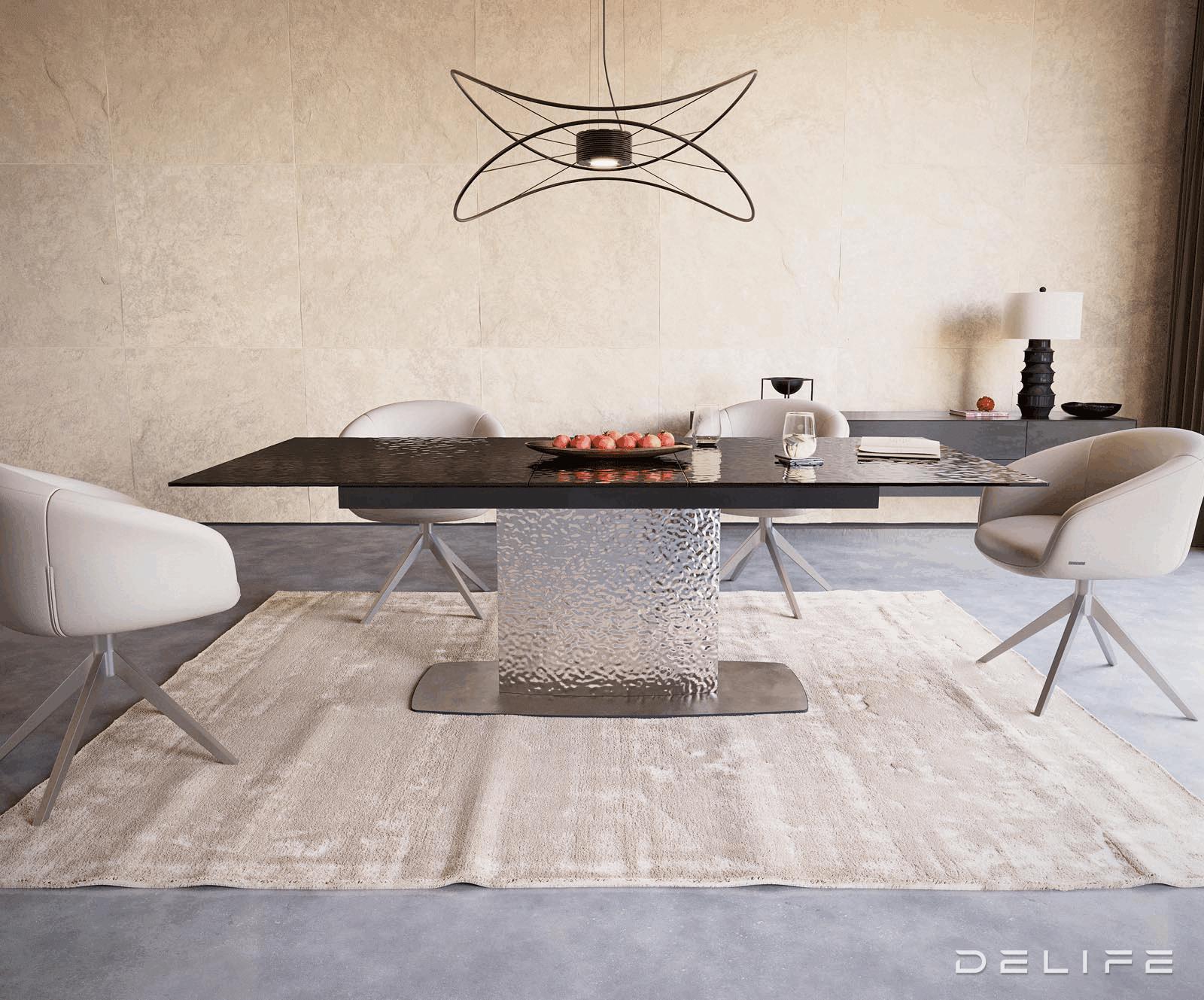 Jedilna miza Edge 180/220x100cm, Material: Steklo