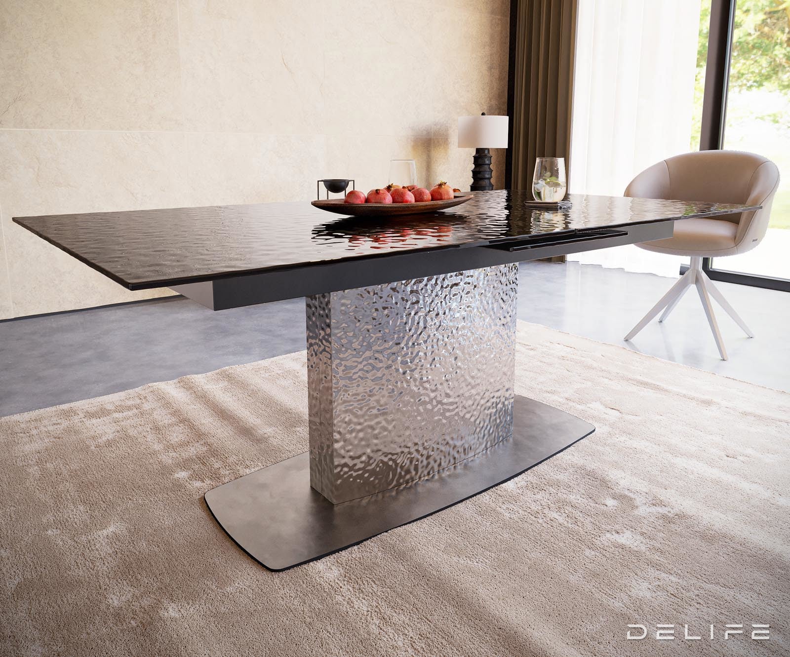 Jedilna miza Edge 180/220x100cm, Material: Steklo