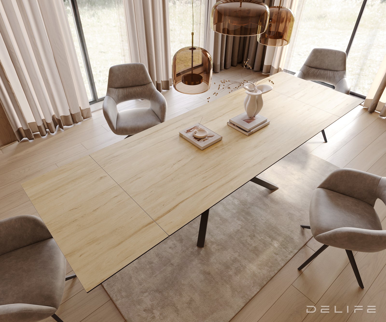 Raztegljiva miza Edge 200/300x100, Material: keramika Laminam Sabbia