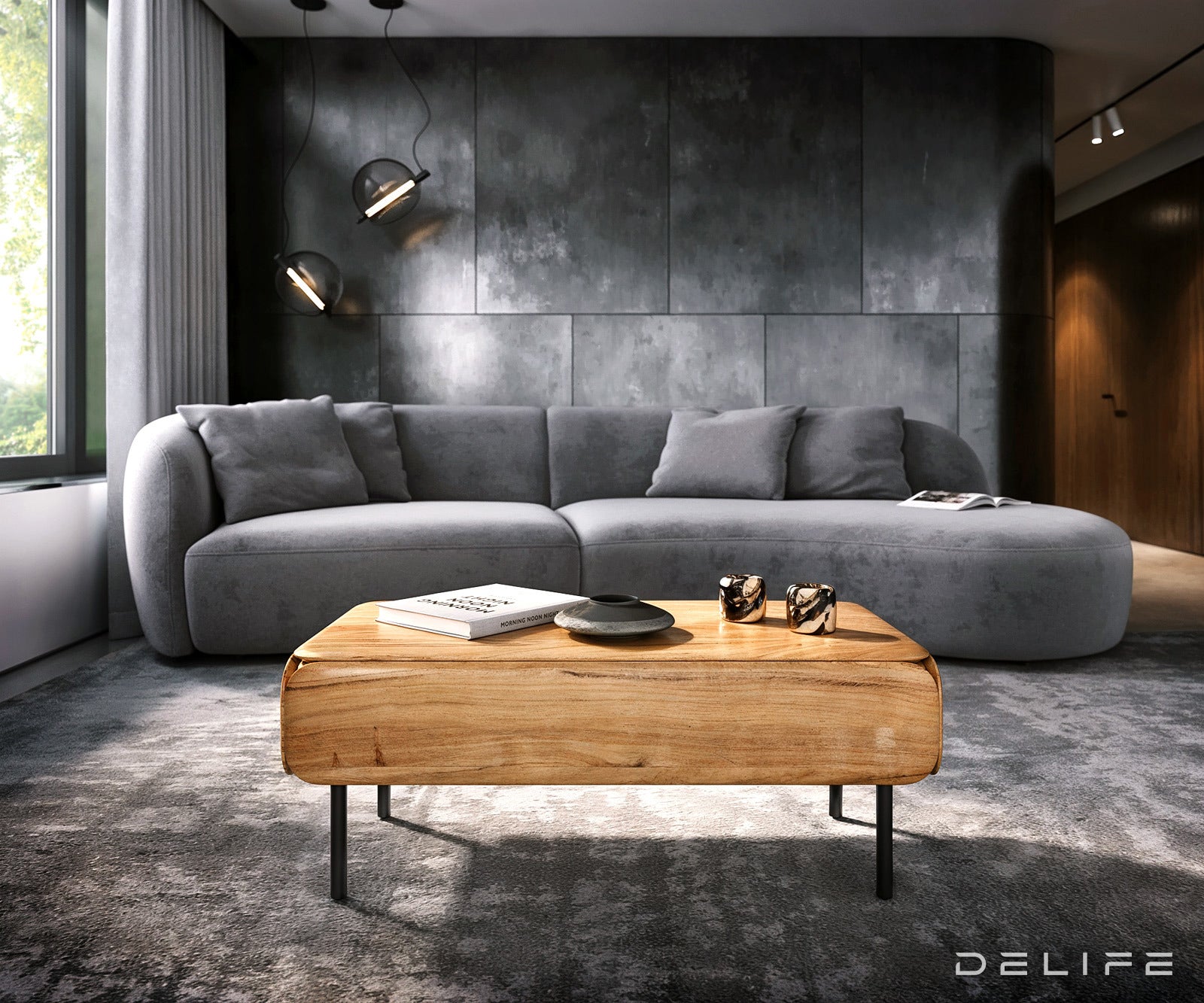 Klubska mizica Shavani 100x50cm, Material: Akacija