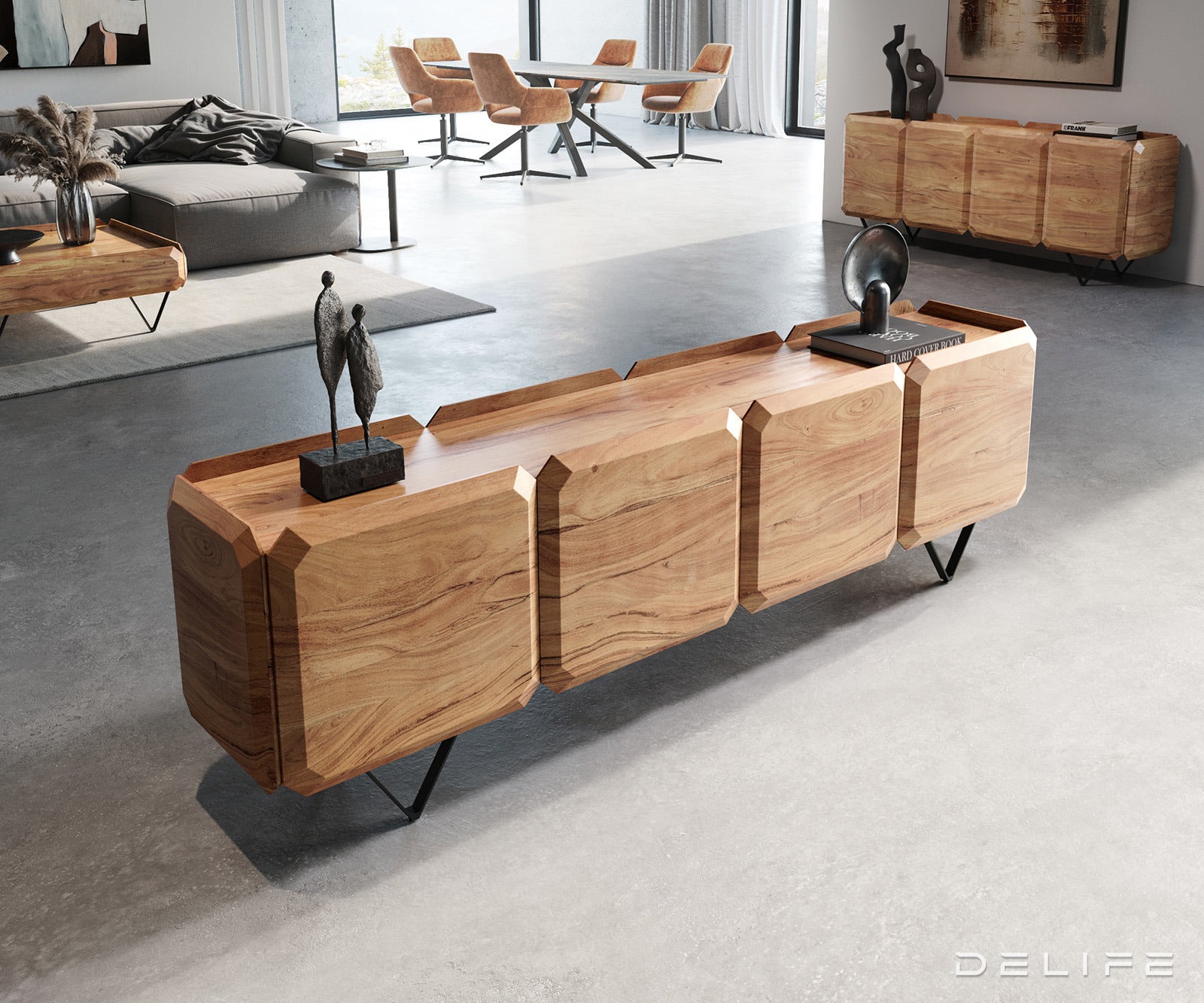 Kiano komoda 200x40cm, Material: Akacija