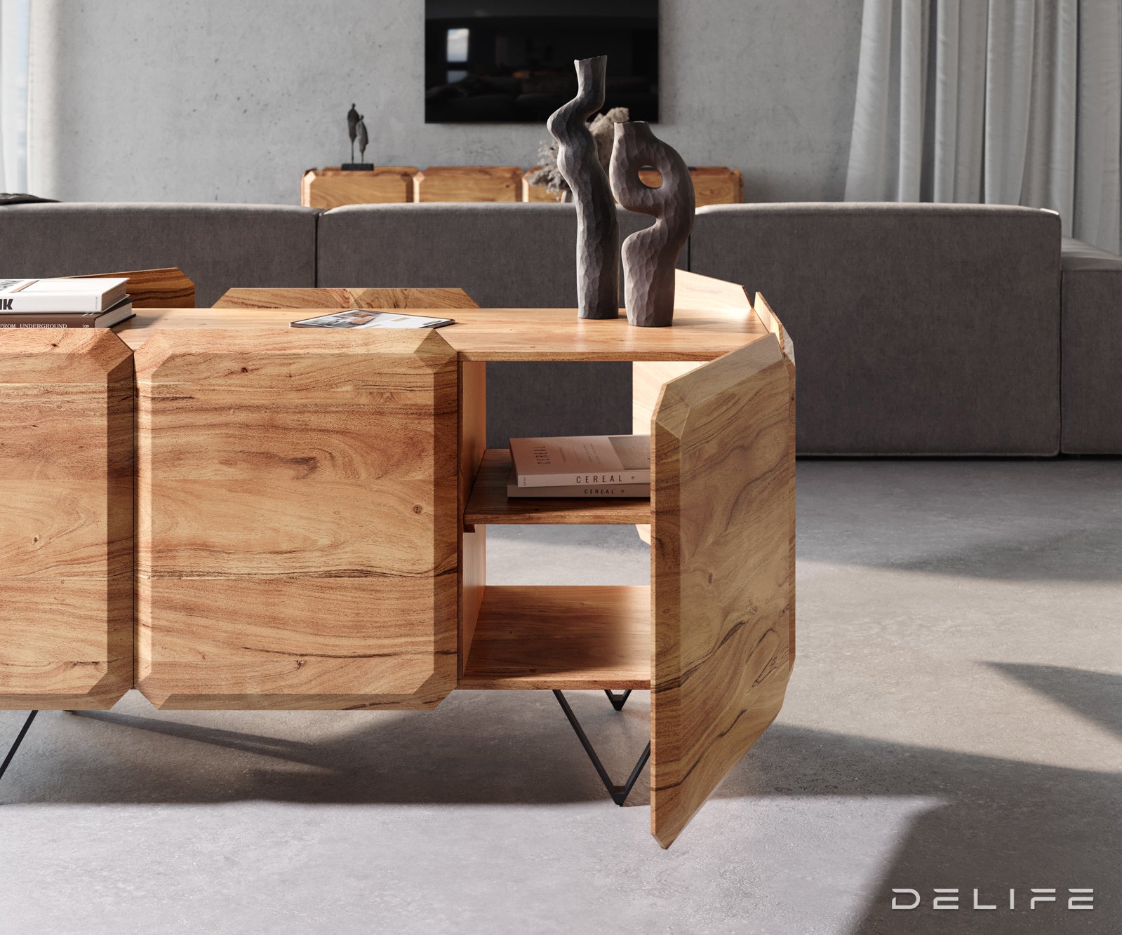 Komoda Kiano 145x40cm, Materijal: Bagrem