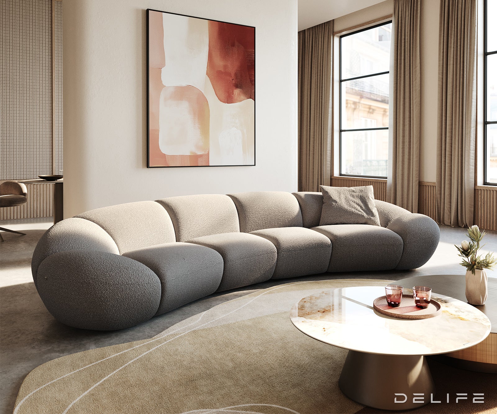 Kavč Lunna 368x175cm, Material: Bukle