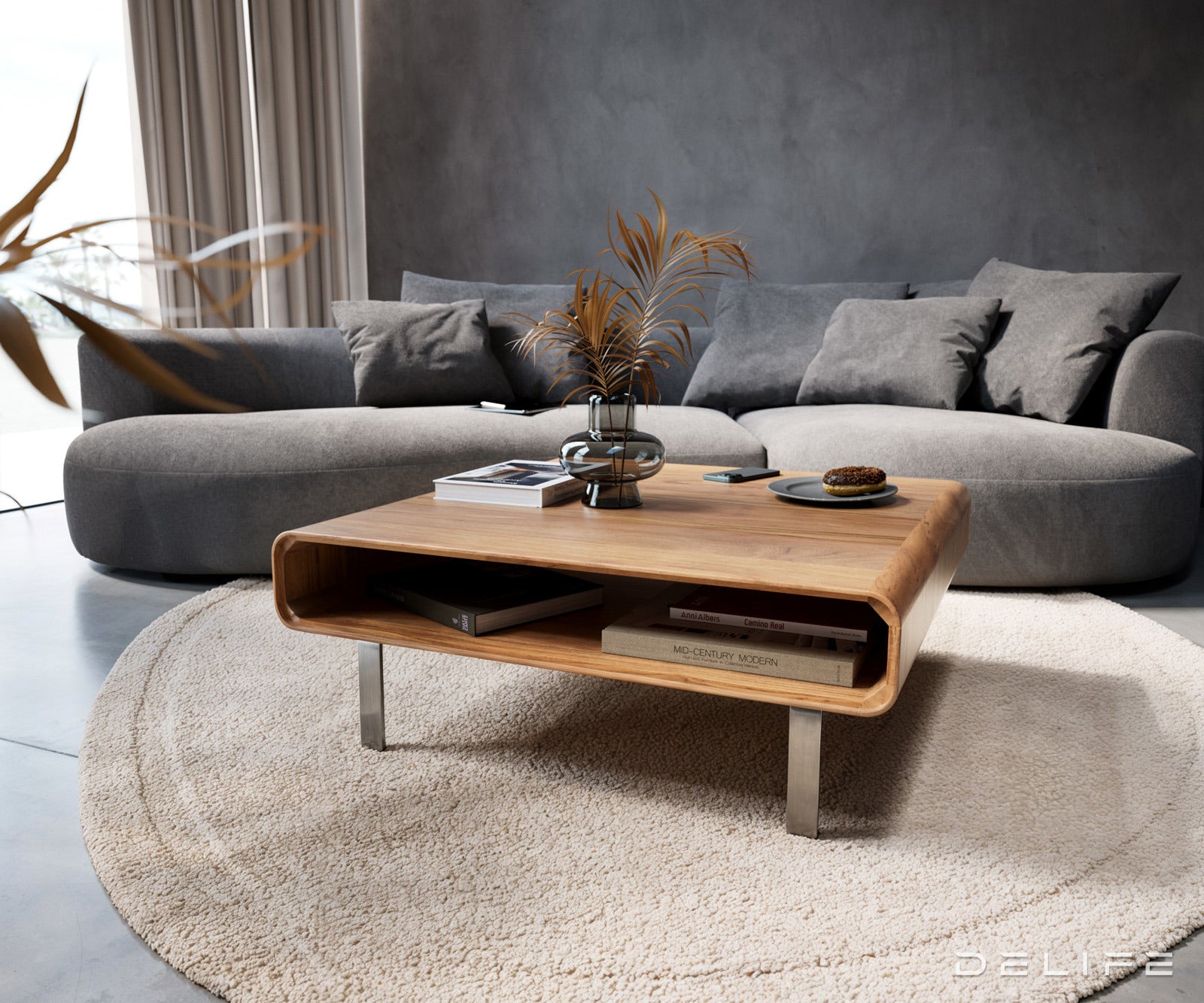 Klubska mizica Anaya 90x90cm, Material: Akacija