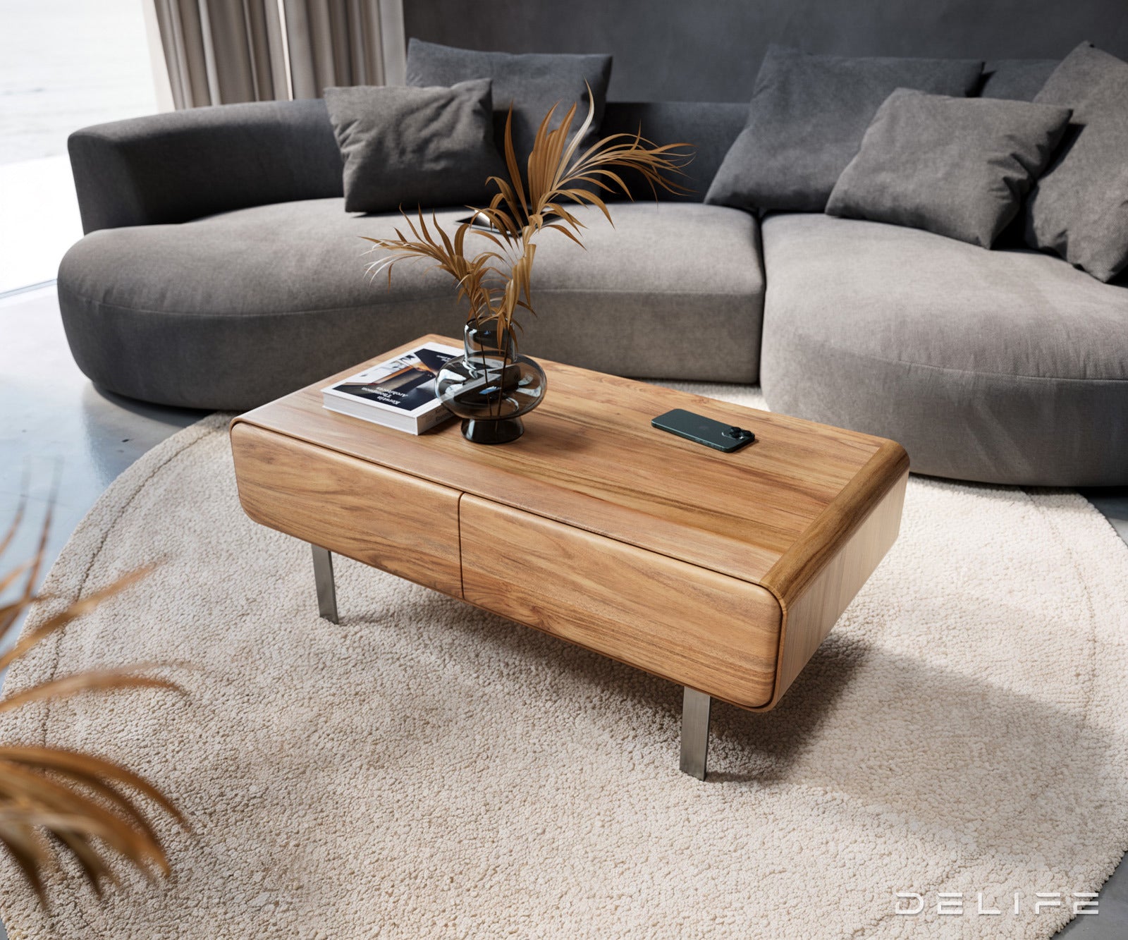 Klubska mizica Anaya 100x50cm, Material: Akacija