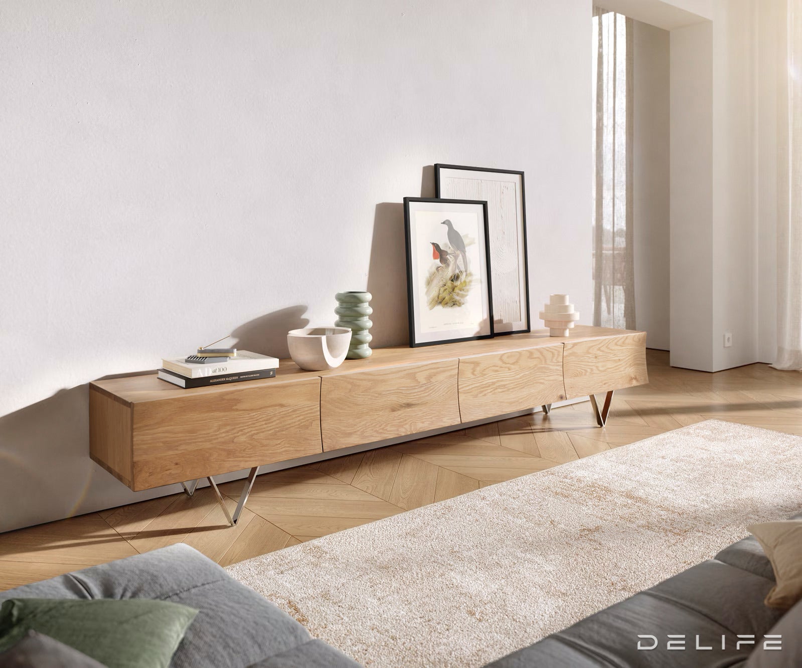 TV omarica Wyatt 220 cm, Material: Hrast