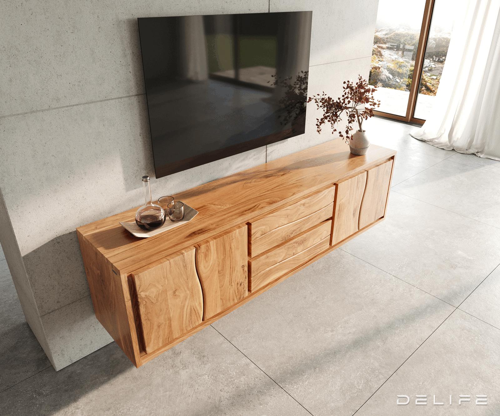 TV omarica Live-Edge 200 cm, Material: Akacija