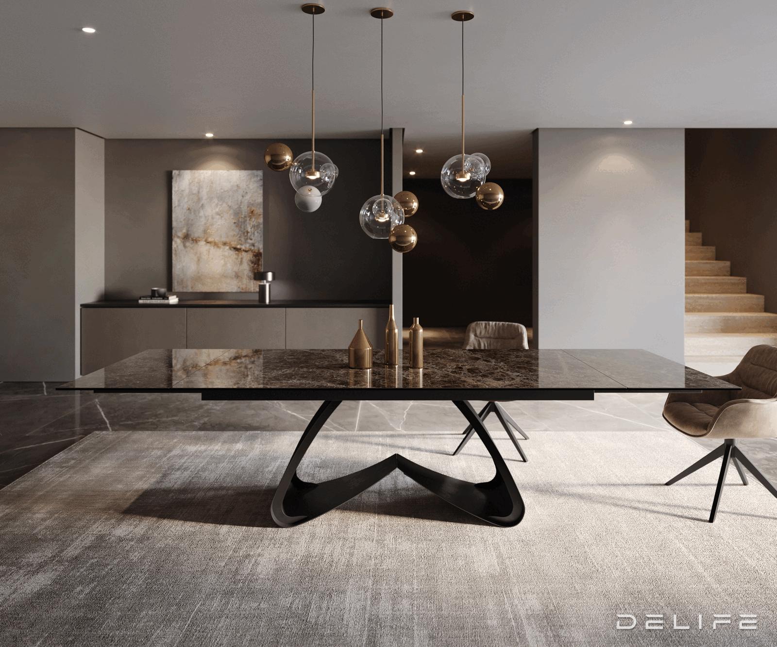 Jedilna miza Edge 200/300x100cm, Material: Keramika na steklu