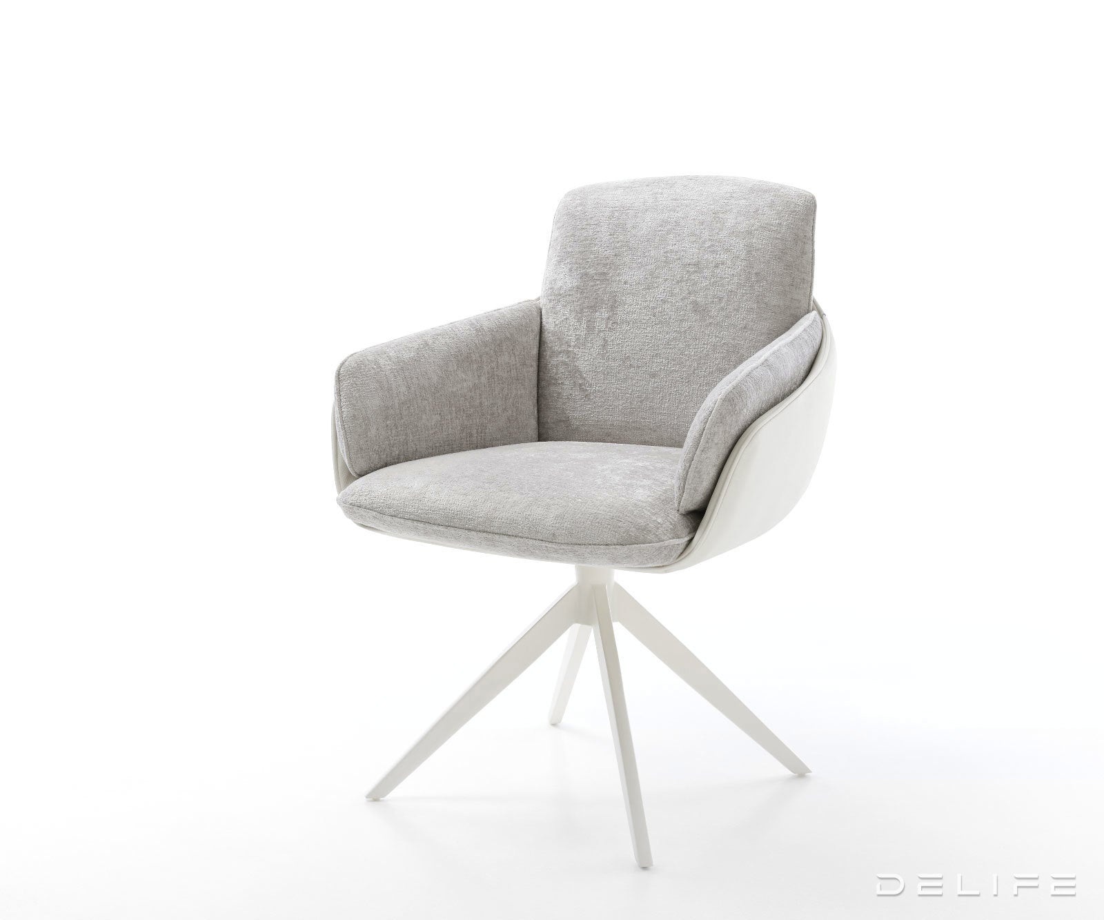 Jedilniški stol Luan, material: chenille/koža