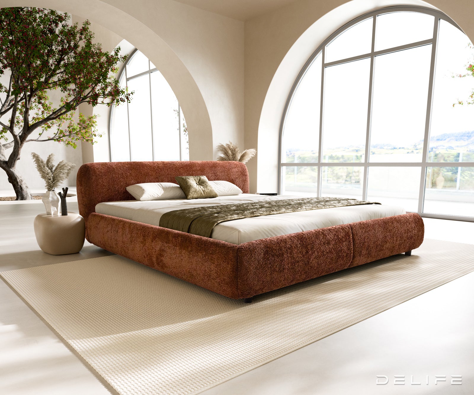 Posteljni okvir Shona, Material: Pliš