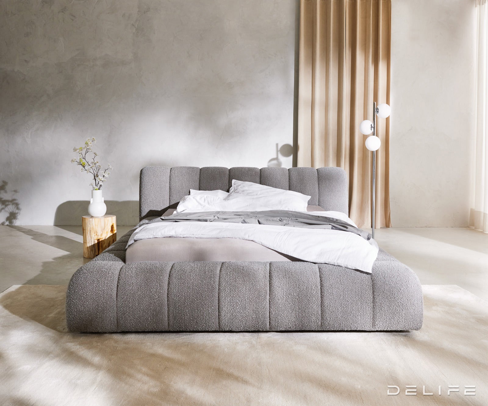 Posteljni okvir Cutio, Material: Boucle